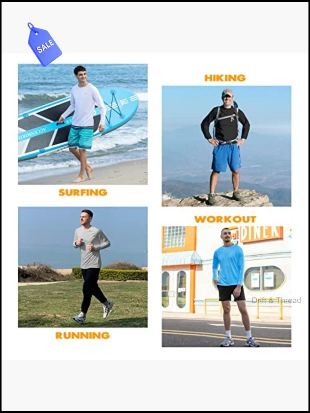 UPF 50+ Long Sleeve Rash Guard Sun Protection Shirt Quick Dry Lightweight for